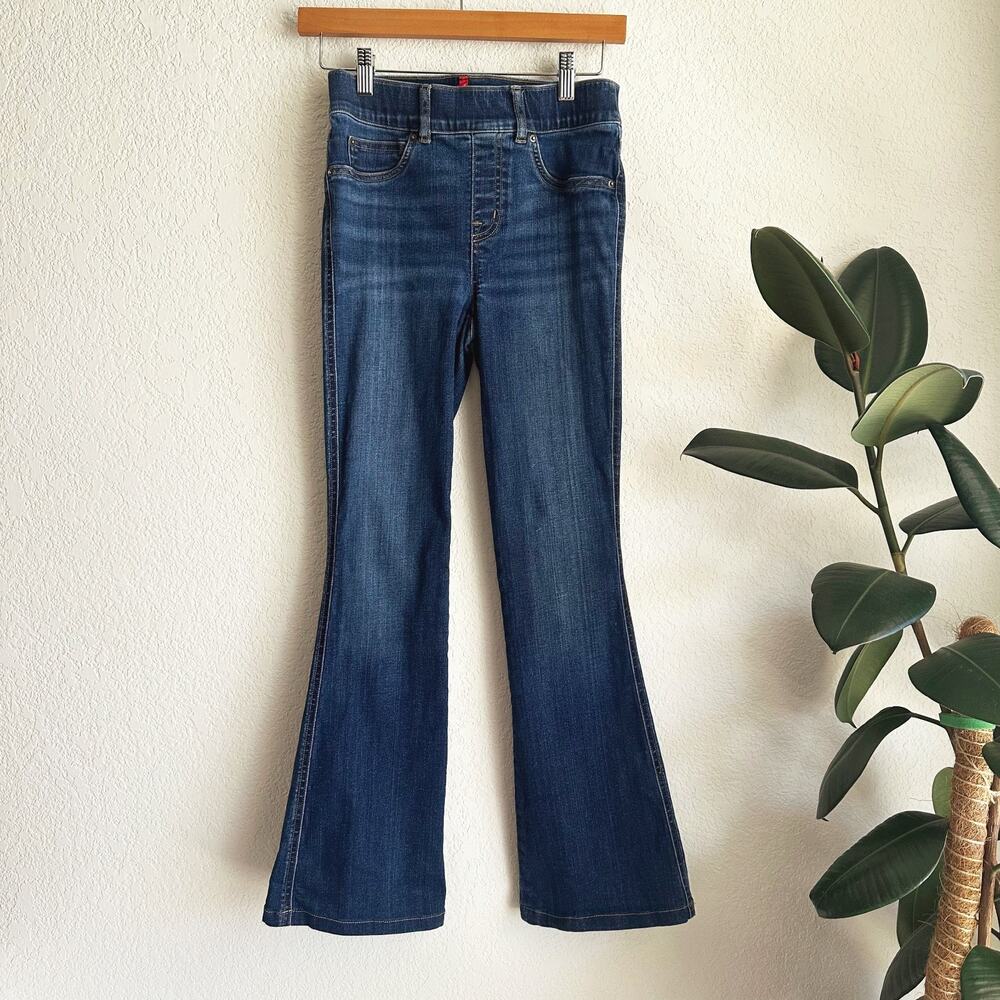 Spanx Pull-On Flare Jeans XS Dark Wash Blue Stretch Boho Festival Comfort‎